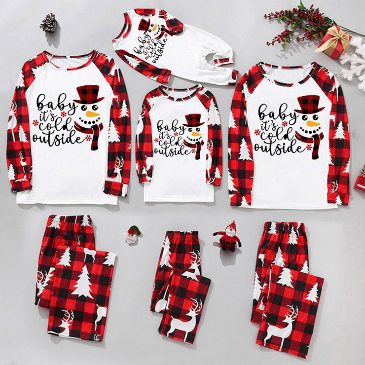 Parent-Child Christmas Homewear Plaid Stitching Printing Homewear