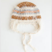 Rabbit Hair Plush Hat Korean Style Ins Warm Earflaps Cap Lace-up Cold-proof Striped Knitted Woolen Cap Winter