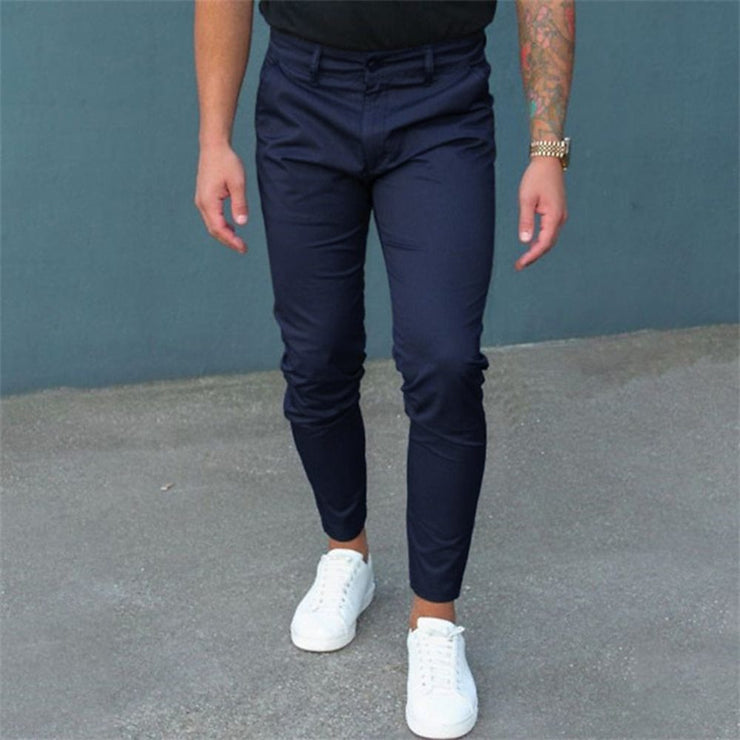 Men's Pure Color Tight Trousers