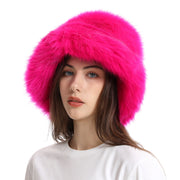 Warm Fisherman Hat Women's Wide Brim Thickened Solid Color Plush Bonnet