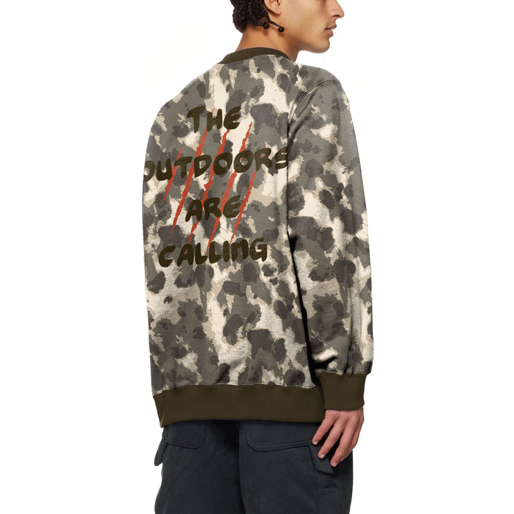 Men's Fashion Casual Camouflage Digital Printed Round Neck Sweater