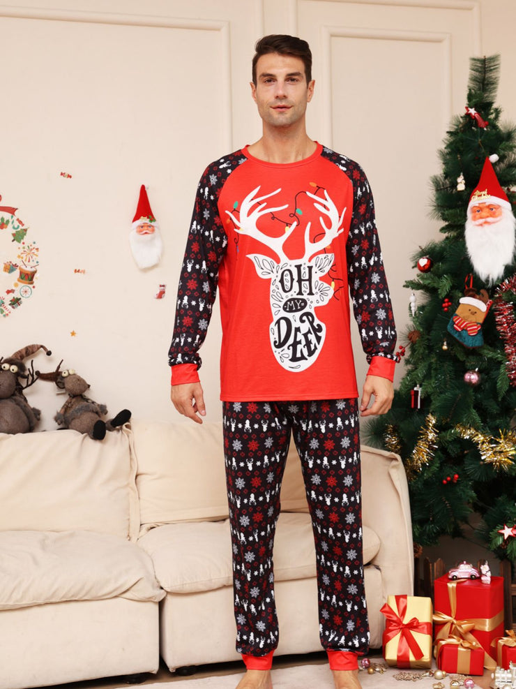 New Letter Snowflake Deer Christmas Parent-child Suit Printed Homewear Pajamas