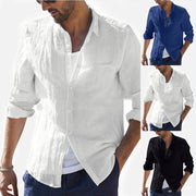 Cotton Cardigan Long Sleeve Shirt For Men