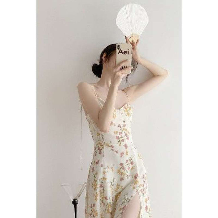 French Sweet Floral Suspender Dress For Women