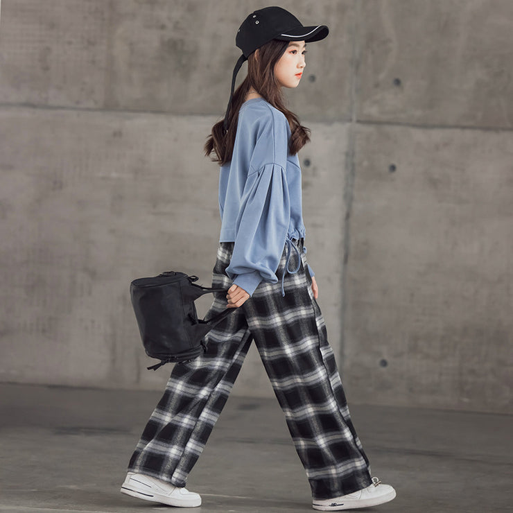 Girls' Suits Western Style Korean Children's Clothing Trendy Plaid Trousers Big Kids