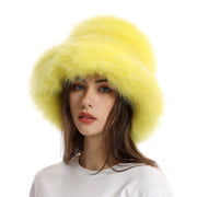 Warm Fisherman Hat Women's Wide Brim Thickened Solid Color Plush Bonnet