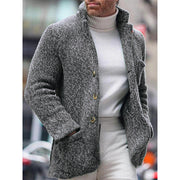 Autumn And Winter European And American Men's Knitted Cardigan Stand Collar Coat