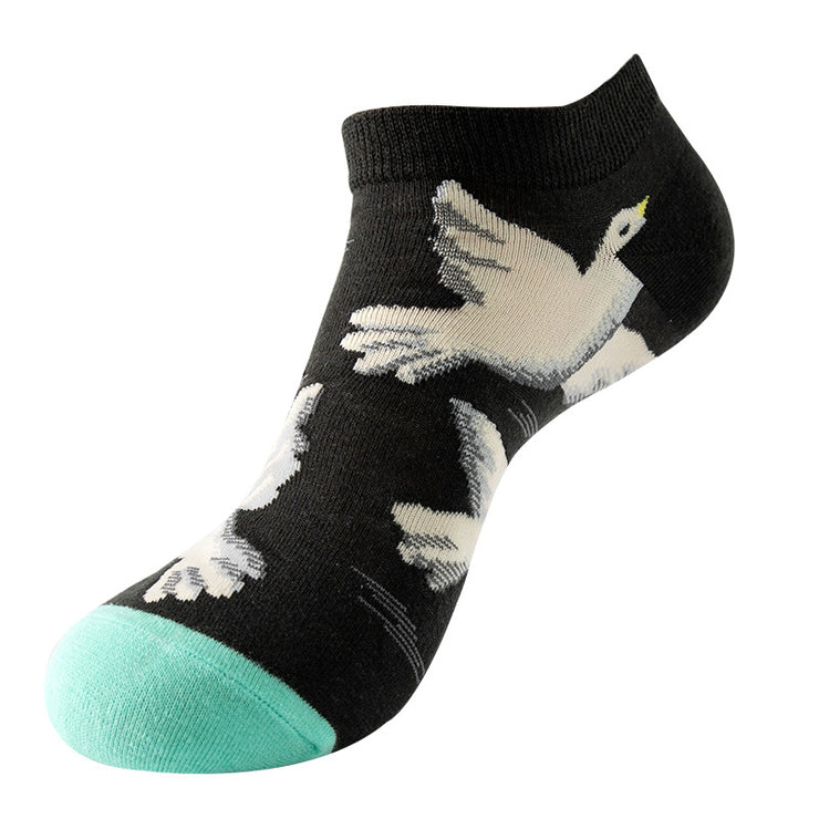 Men's Spring And Summer Ankle Oil Painting Avocado Socks