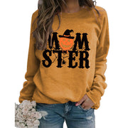 Printed MOM STER Pullover Round Neck Loose Long Sleeves Sweater