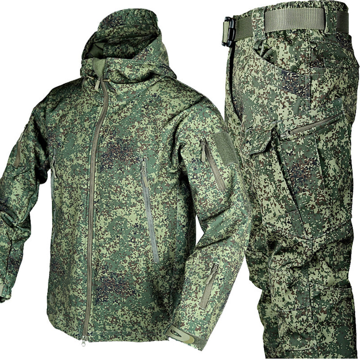 Outdoor Shark Skin Thermal Suit Special Forces Camouflage Brushed Thickened Suit Autumn And Winter Soft Shell Large Size Shell Jacket