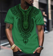 Ethnic Style 3D Digital Printed Round Neck Short-sleeved T-shirt Men