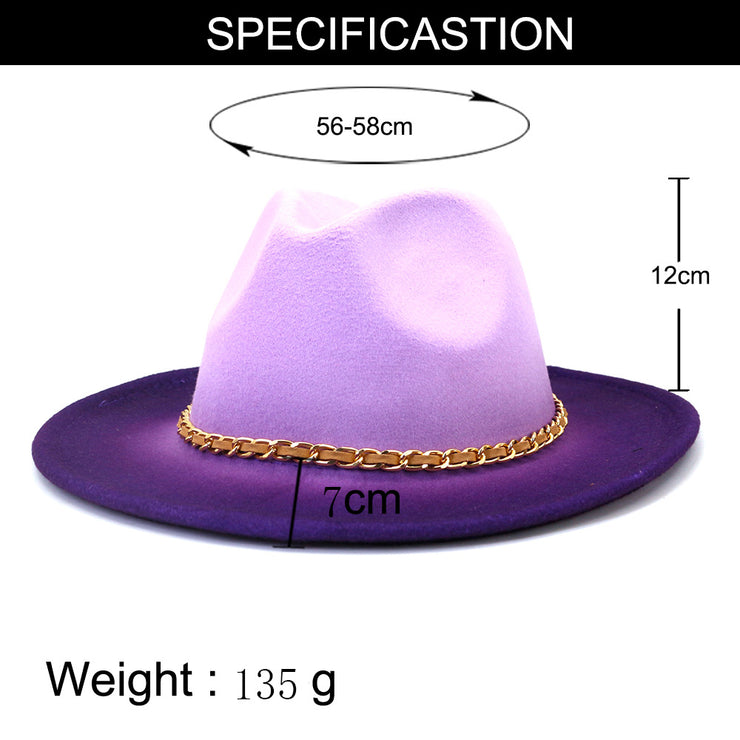 Woolen Flat Brim Broad-brimmed Hat Autumn And Winter British Style Men And Women