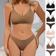 V -neck Wireless Seamless Lingerie & Panties Two Piece Set