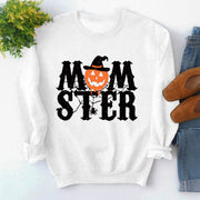 Printed MOM STER Pullover Round Neck Loose Long Sleeves Sweater