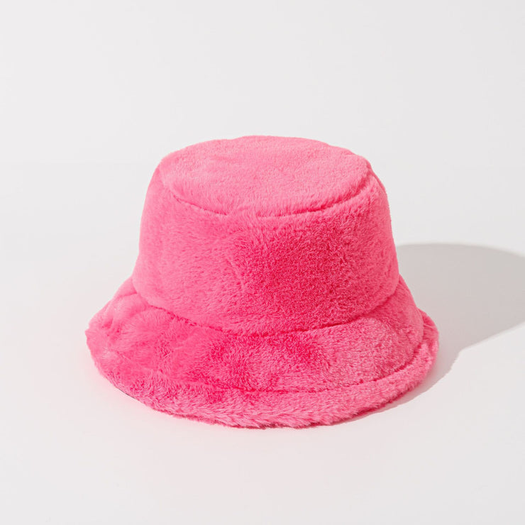 Children Solid Color Plush Bucket Hat