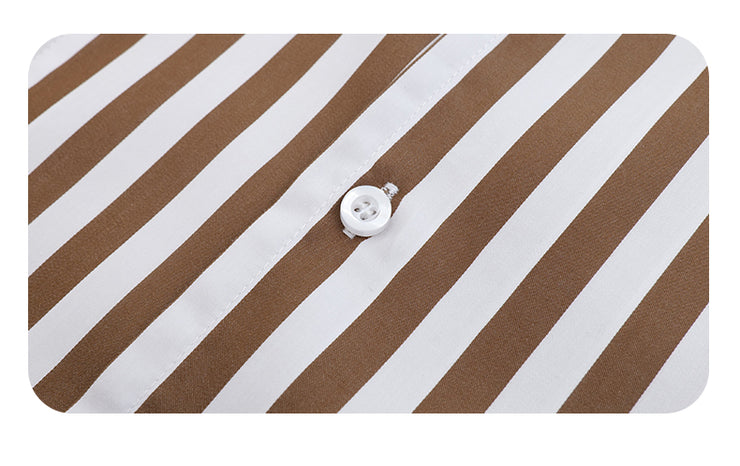 Japanese Retro Brown Striped Short Sleeves