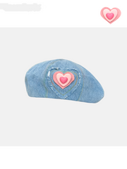 Japanese Sweet Love Denim Beret