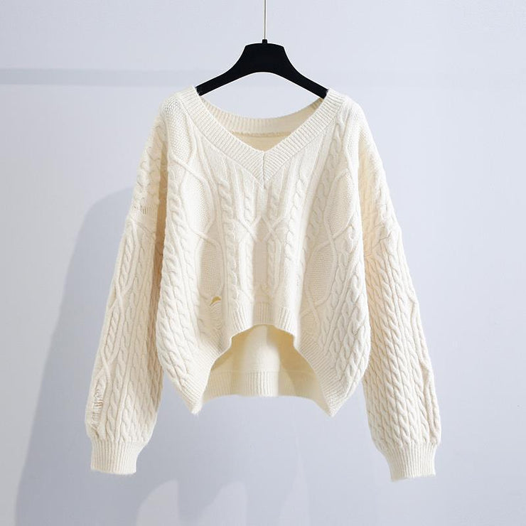 Loose Outer Wear Lazy Style Hole Knit Sweater