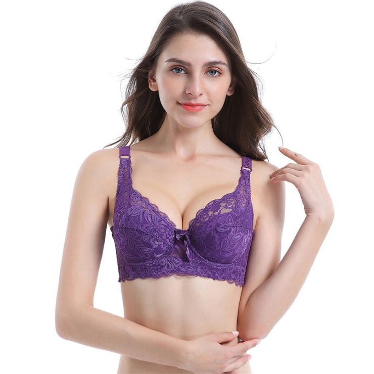 3PS Plus Size Ultra Thin Cotton Cup Adjustable Lace Sexy Bra