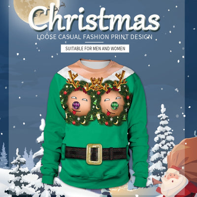 Christmas Digital Printing Round-neck Pullover