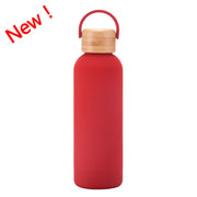 500ml Small Mouth Vacuum Cup Portable Handle Bamboo Wood Cover Water Cup Water Bottle