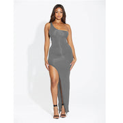 Women's Shoulder Side High Slit Long Tight Dress