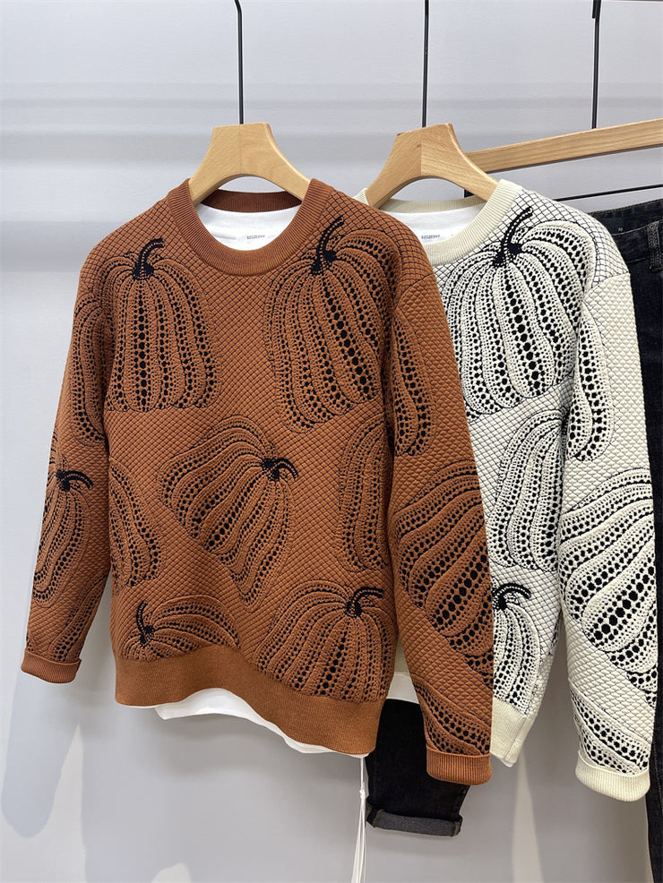 Color Matching Jacquard Crew-neck Sweater Man