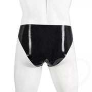 Men's PVC Bright Leather Briefs Sexy Open Leather Underwear