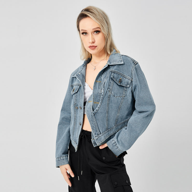 Women's Denim Long Sleeve Designed Jacket Fashion Top