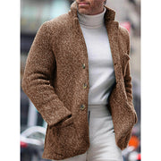 Autumn And Winter European And American Men's Knitted Cardigan Stand Collar Coat