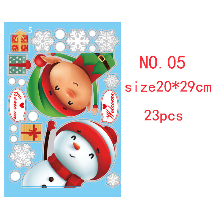 Glass Stickers Old People Scene Layout Christmas Decoration