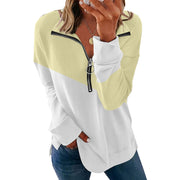 Women's Contrast Color Zipper Pullover Sweater