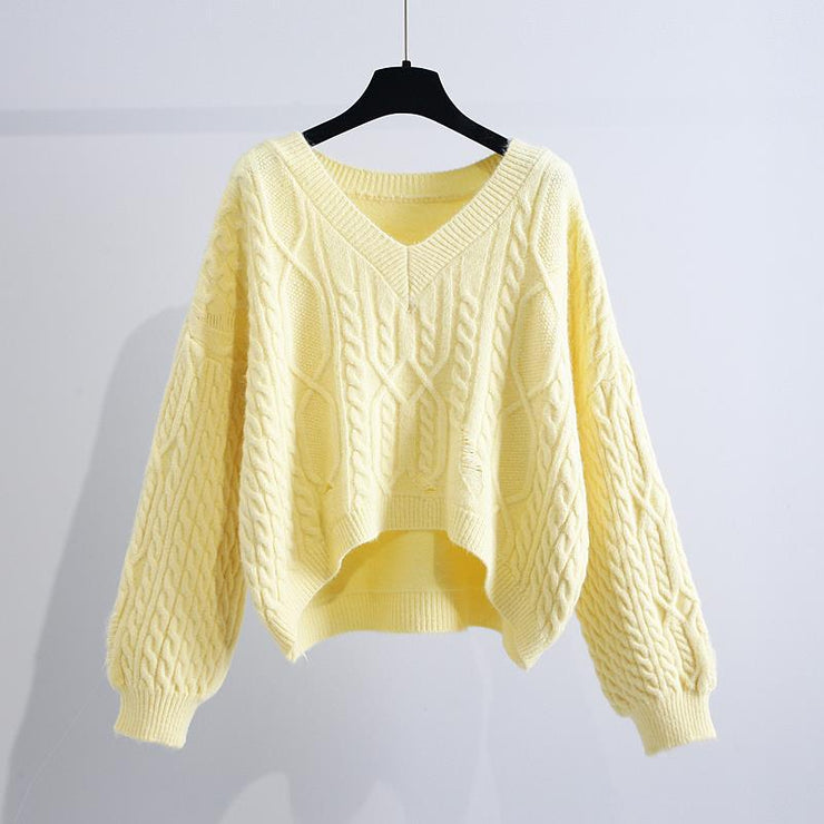 Loose Outer Wear Lazy Style Hole Knit Sweater